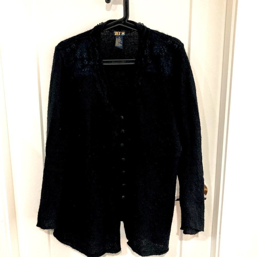DEX Sz 1X Lace Front and Shoulders  Mid Length Cardigan